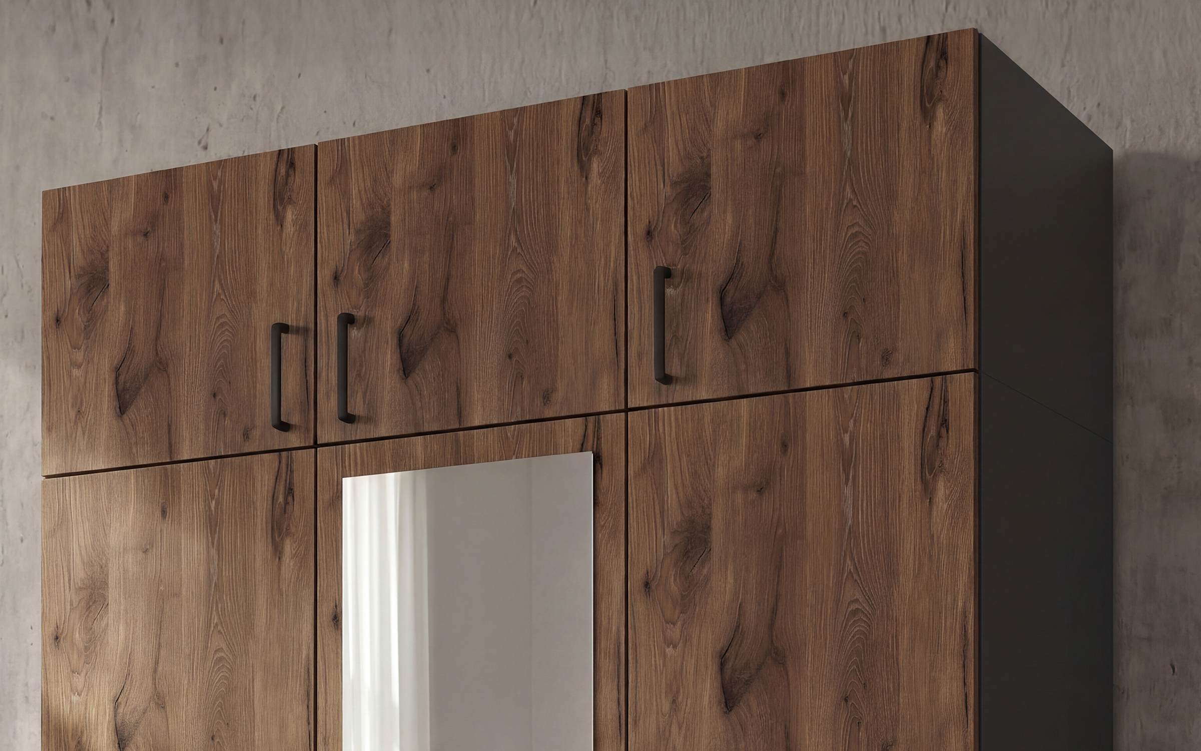 Upgrade for three-winged wardrobe Bruno and Massimo, anthracite matt + dark Scandinavian oak  3